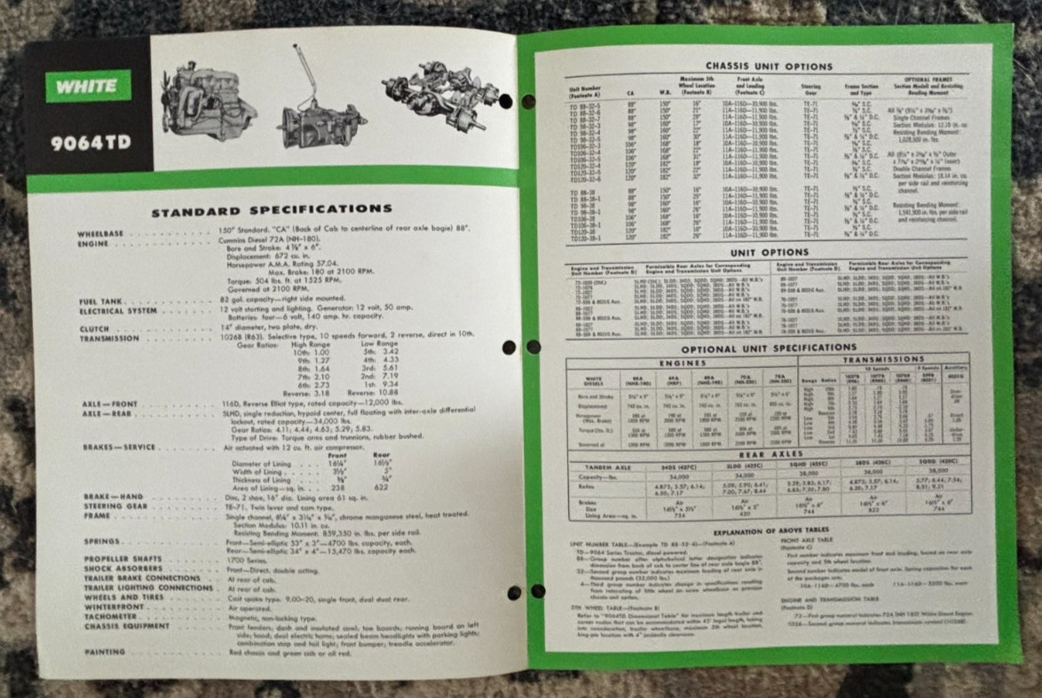 White 9064TD Tandem Truck for 1961 Brochure DCPA26