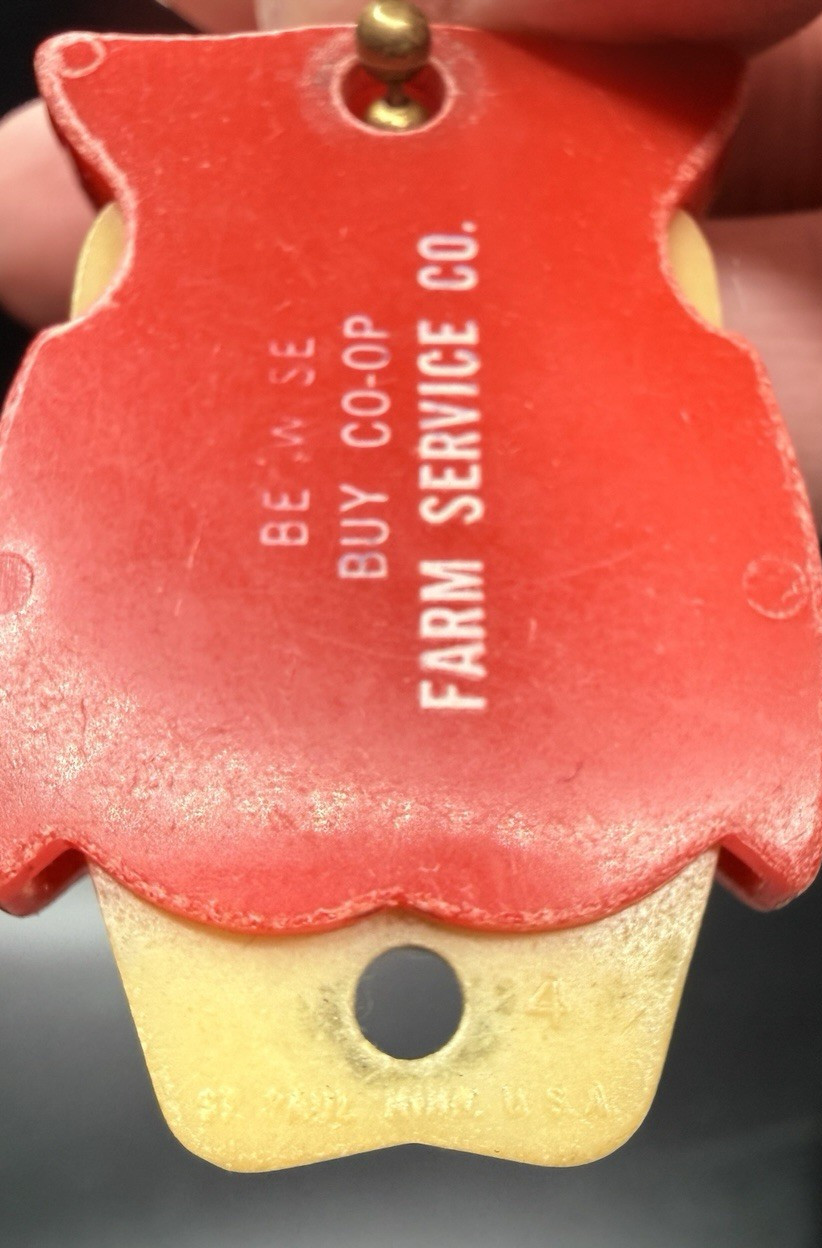 VTG Farm Service Co. CO-OP Plastic Be Wise Owl Detachable Red & White Keychain