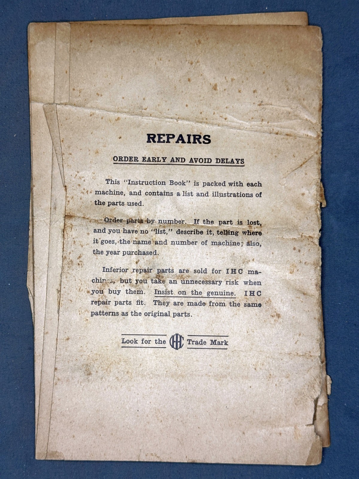 McCormick-Deering Tractor Disk Harrow No. 5 – Set Up & Operating Instructions