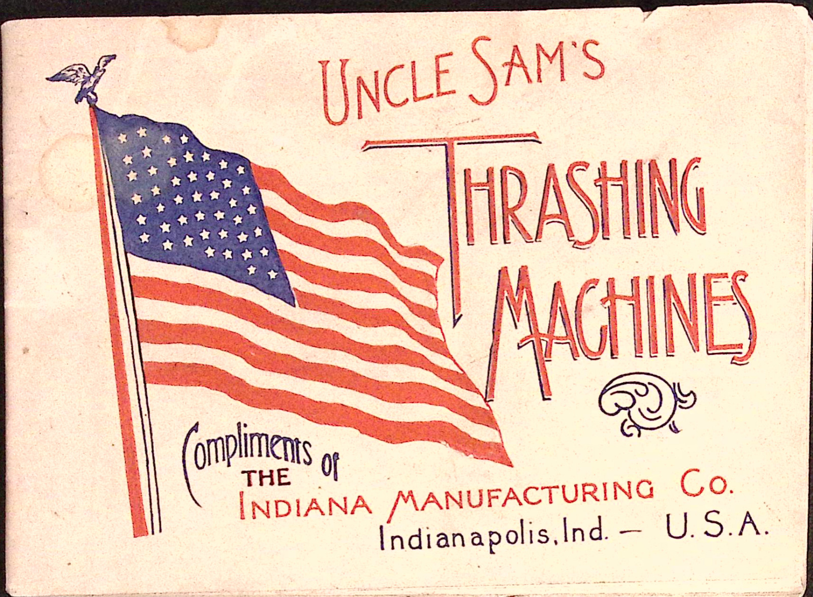 1898 Uncle Sam’s Thrashing Machines Indianapolis Indiana Manufacturing Booklet