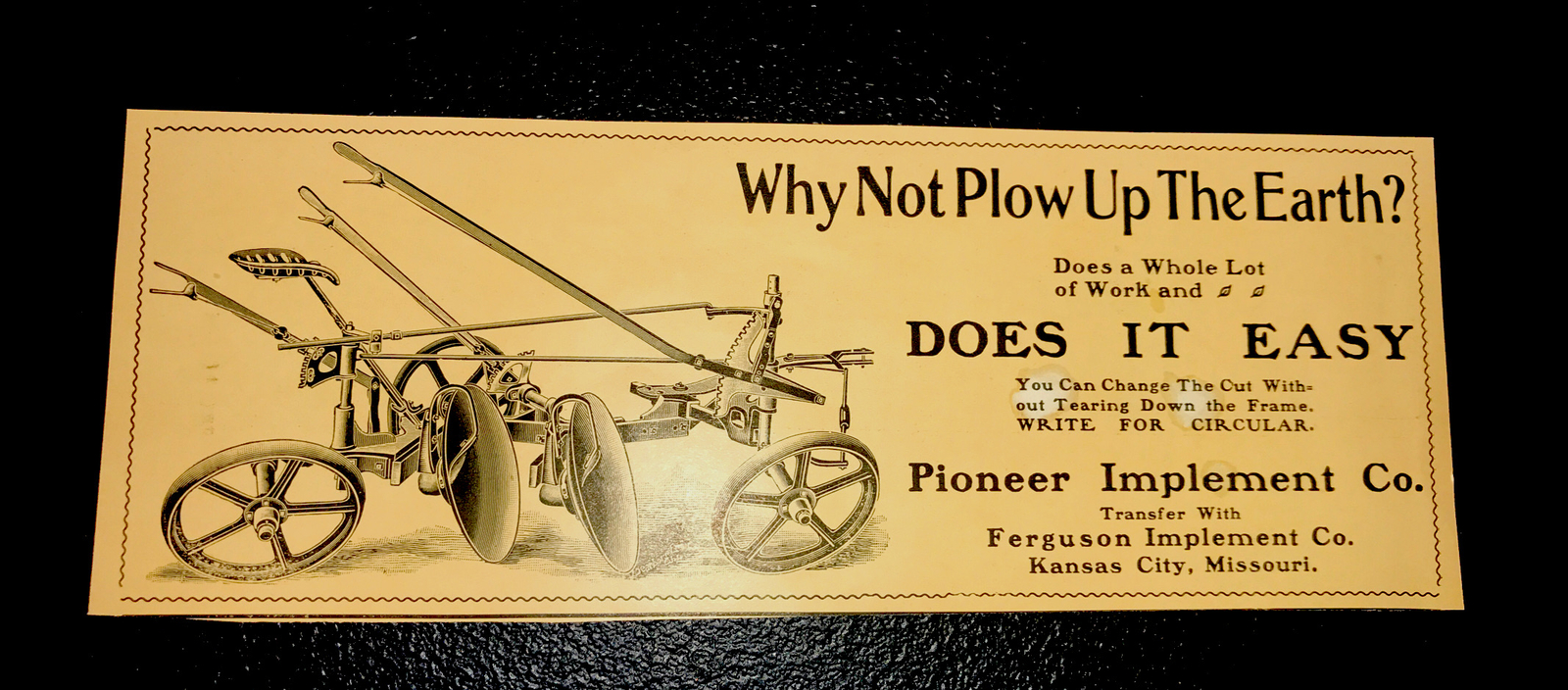 1903 Pioneer Implement Co. Farm Advertising – Kansas City – Missouri