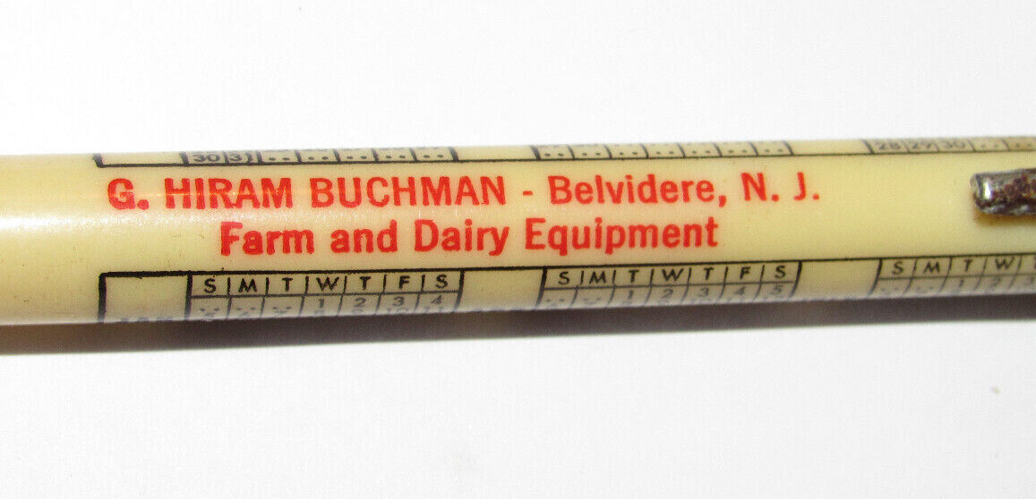 VINTAGE 1947 ADVERTISING CALENDAR MECH PENCIL! FARM & DAIRY EQMNT! BELVIDERE, NJ