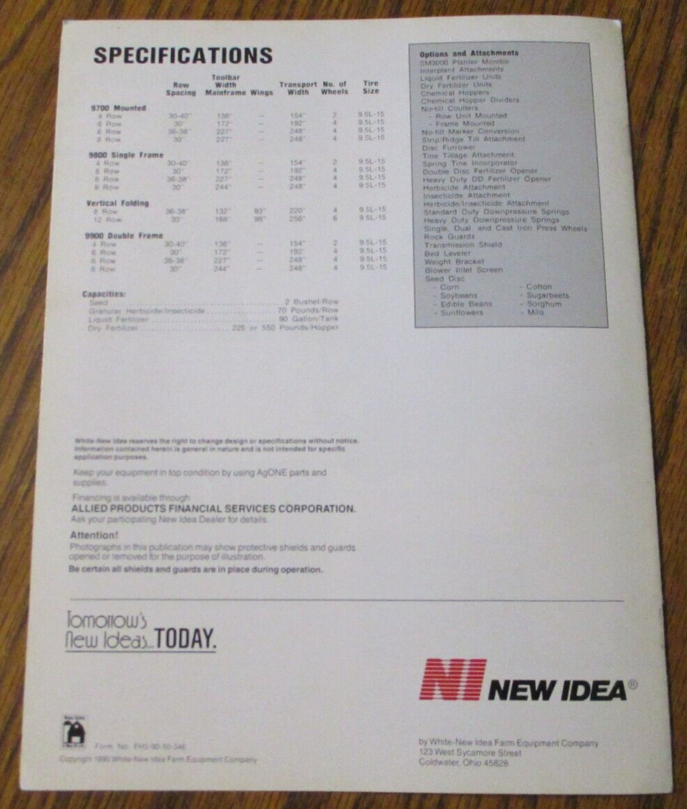 *New Idea 9000 Air Series Planters Dealer Advertising Sales Brochure Literature