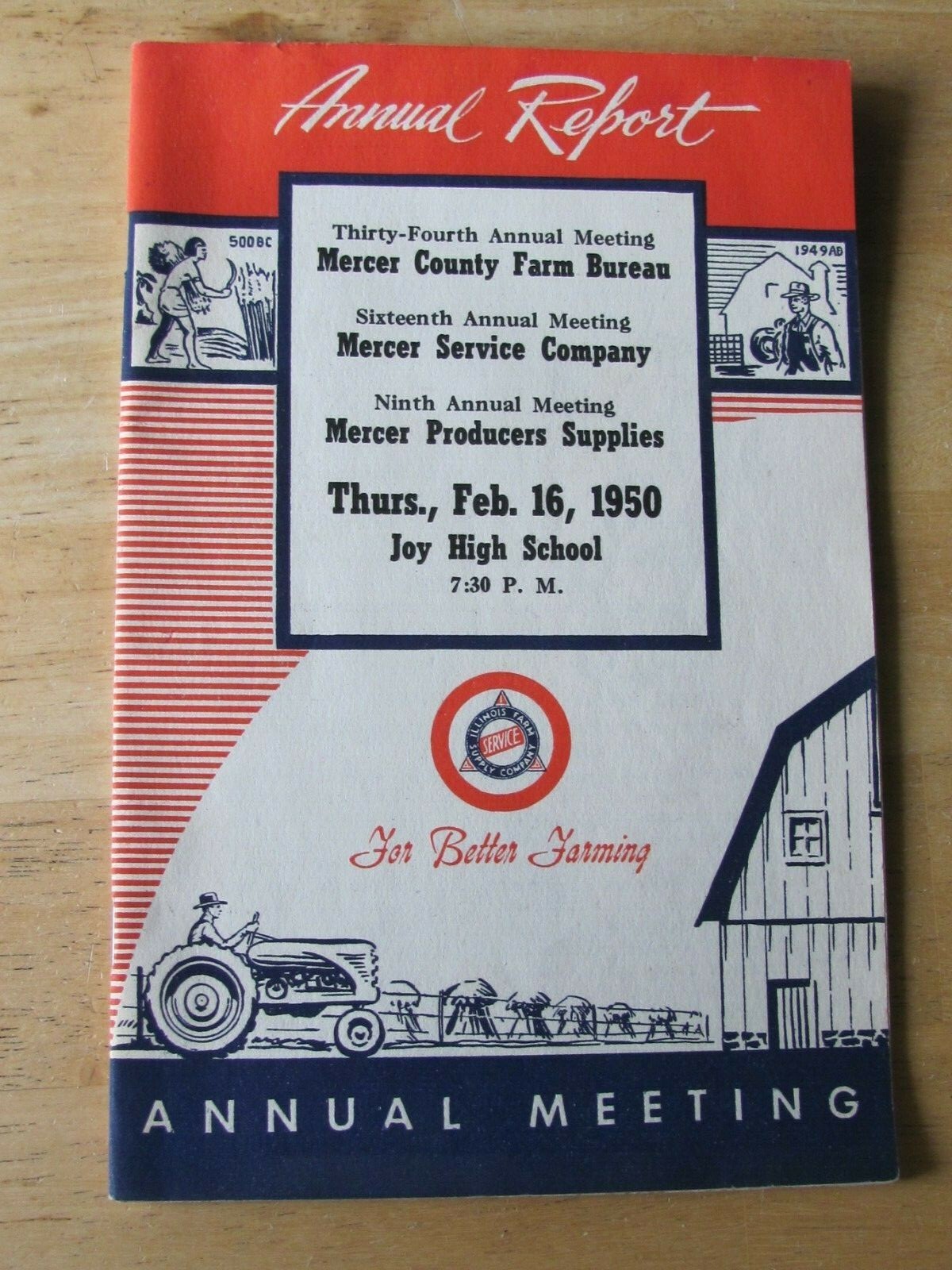 1950 MERCER COUNTY FARM BUREAU SERVICE & PRODUCERS ILLINOIS ANNUAL MEETING BOOK