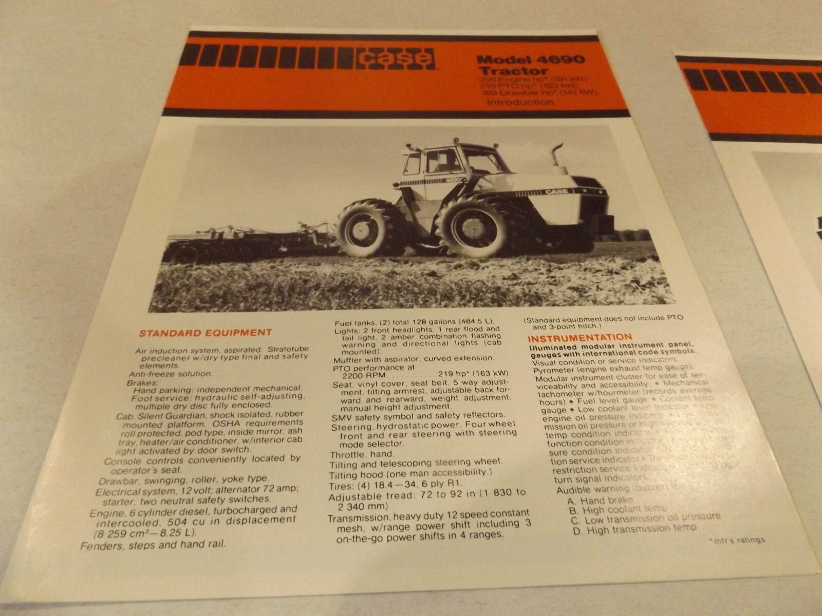 4-pc. CASE 2870, 4490, 4690, 4890, LIT # A90176J, A18579G,A18679G,A18779G