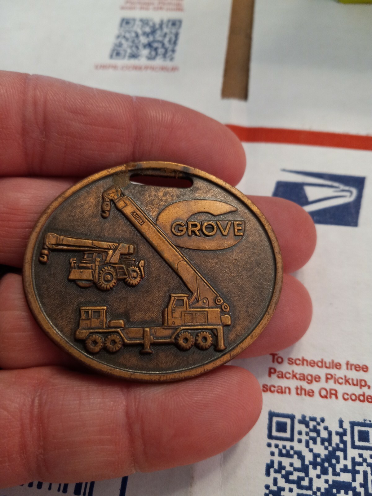 GROVE TRUCK CRANE ADVERTISING WATCH FOB FOR ANDERSON EQUIPMENT COMPANY