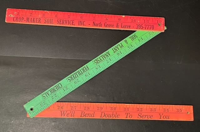 Vintage Crop-Maker Soil Service Folding Rule Bright Red Green Farm Advertising