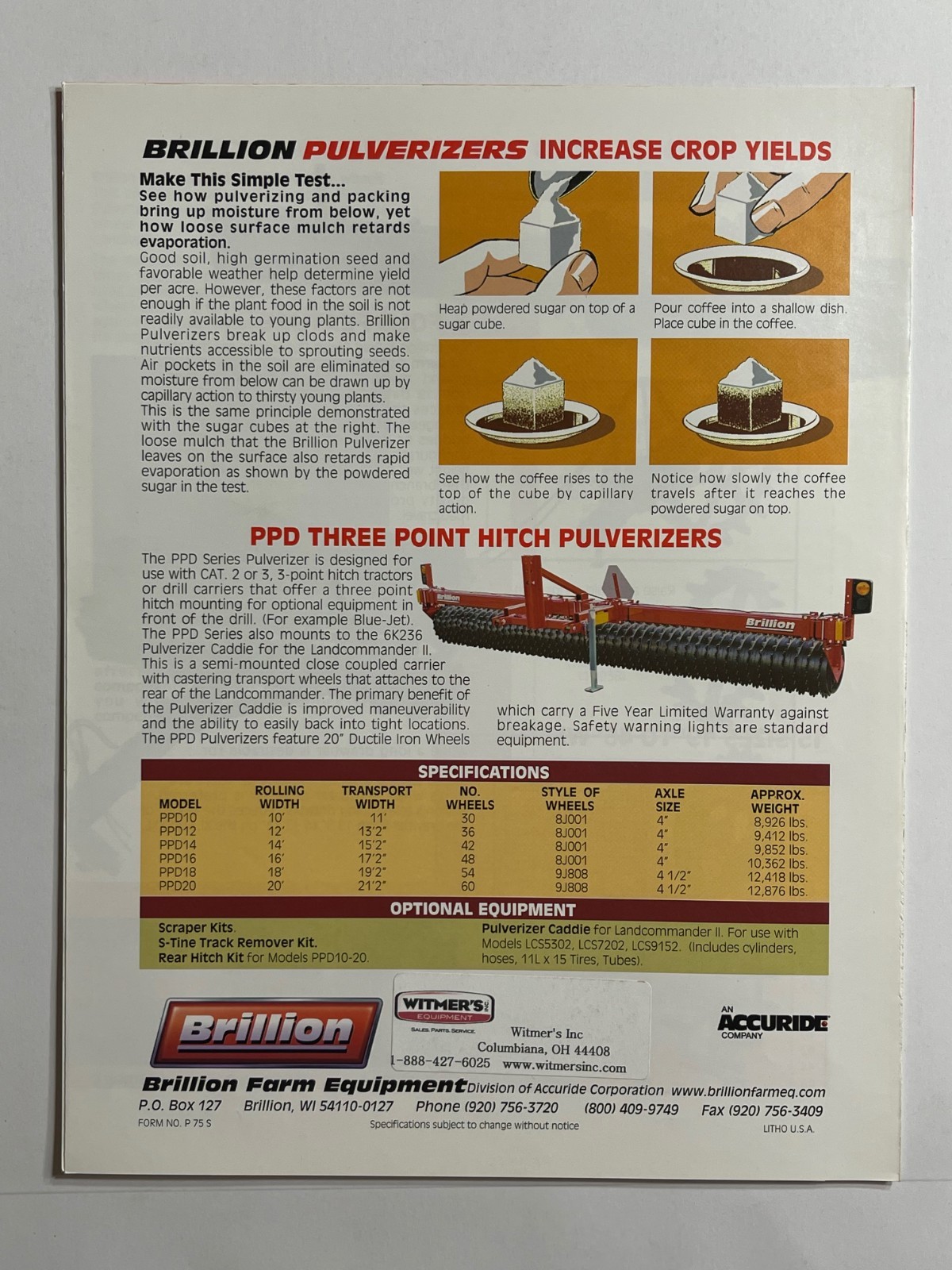 Brillion Pulverizers Sales Brochure *Showroom Dealer Item*