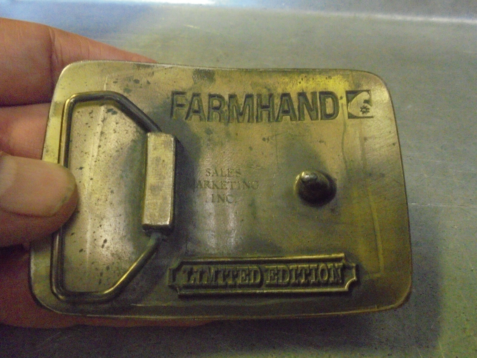 Vintage Farmhand Agriculture America&rsquo;s Lifeline brass belt buckle