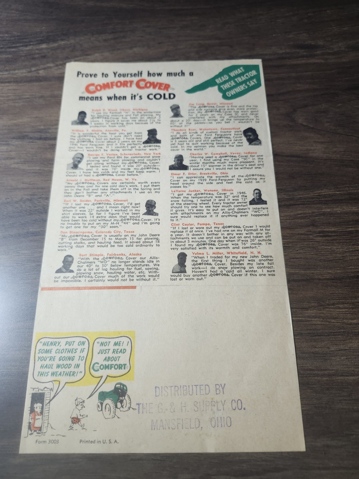 Late 1940s Comfort Cover Tractor Heater for Tractors Brochure Graphic!