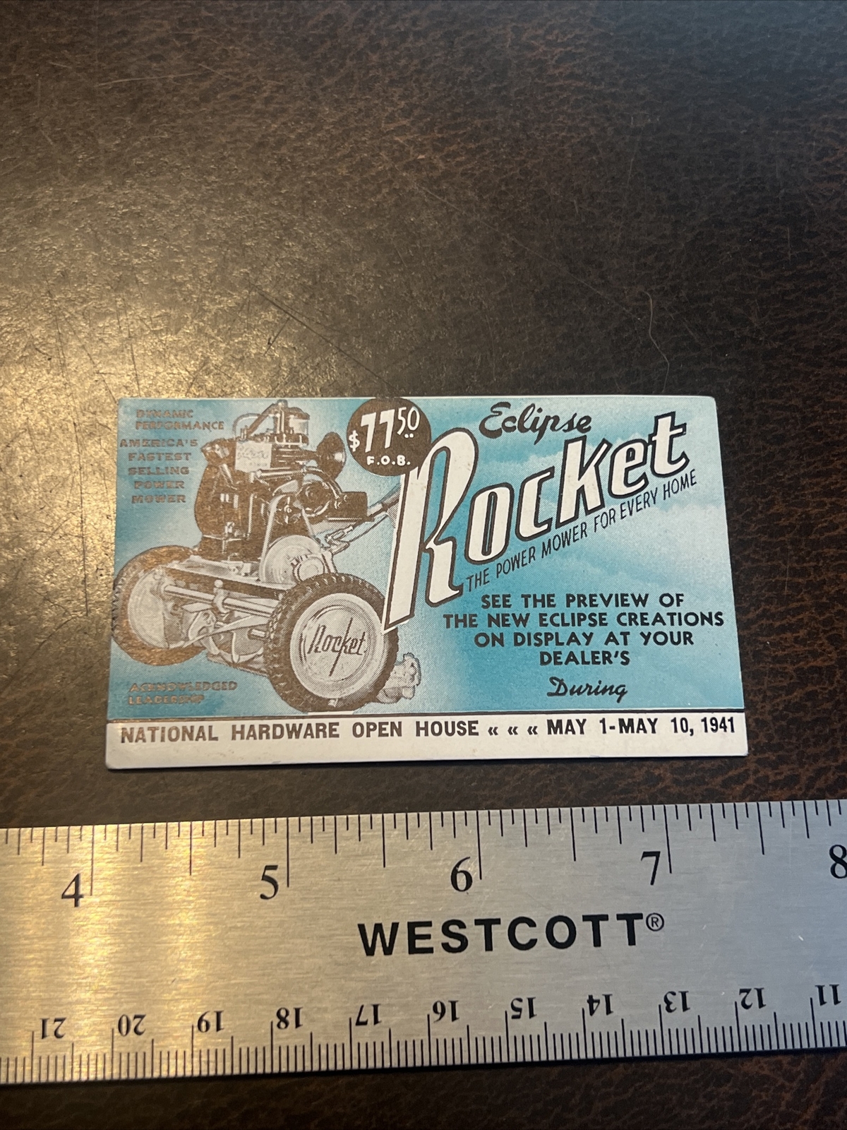 1941 Eclipse Rocket Mower Mini Blotter Card
