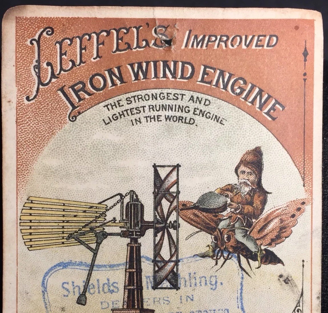 Aermotor Iron Windmill Engine Tower Litho American Ohio Merchant Rare Trade Card