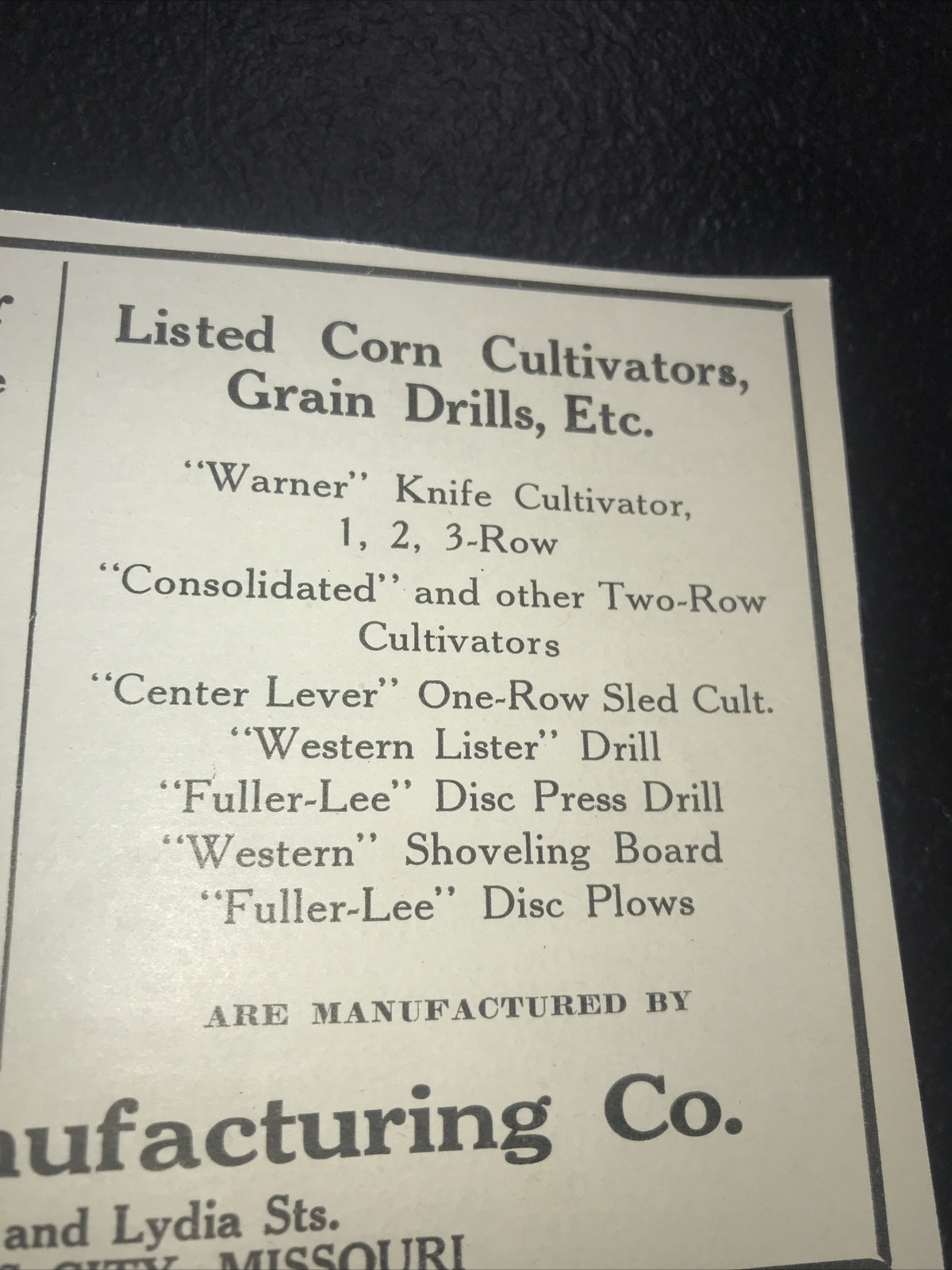 1916 Hayes – Adams Washer & Farm Implement Advertising – Kansas City – Missouri