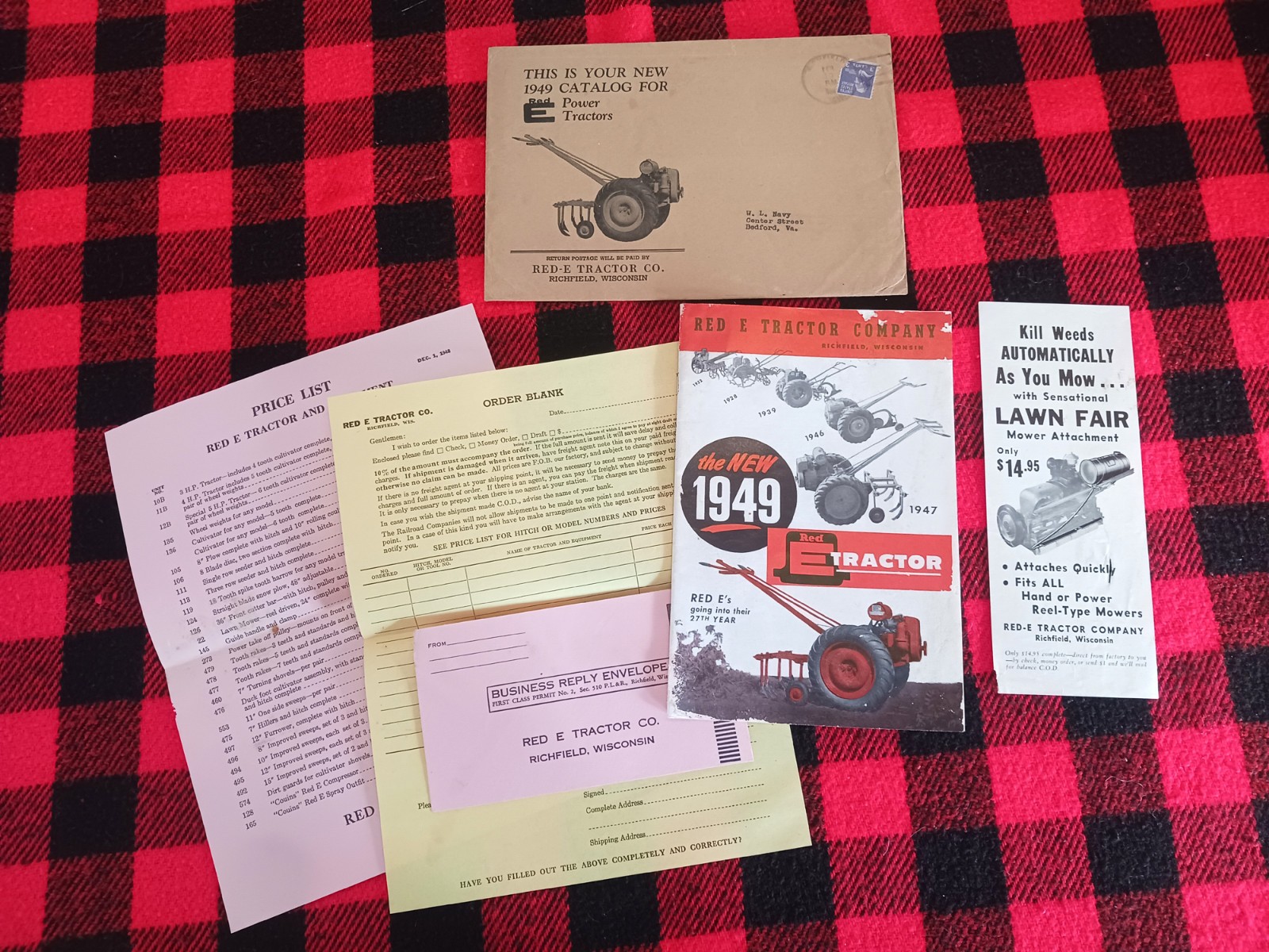 1949 Red-E Garden Tractor Catalog Farm Cultivator Page Brochure