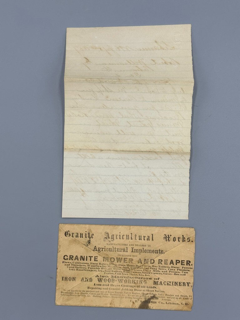 1867 GRANITE AGRICULTURAL WORK Advertise FARM Illustrate Postal Cover LEBANON NH