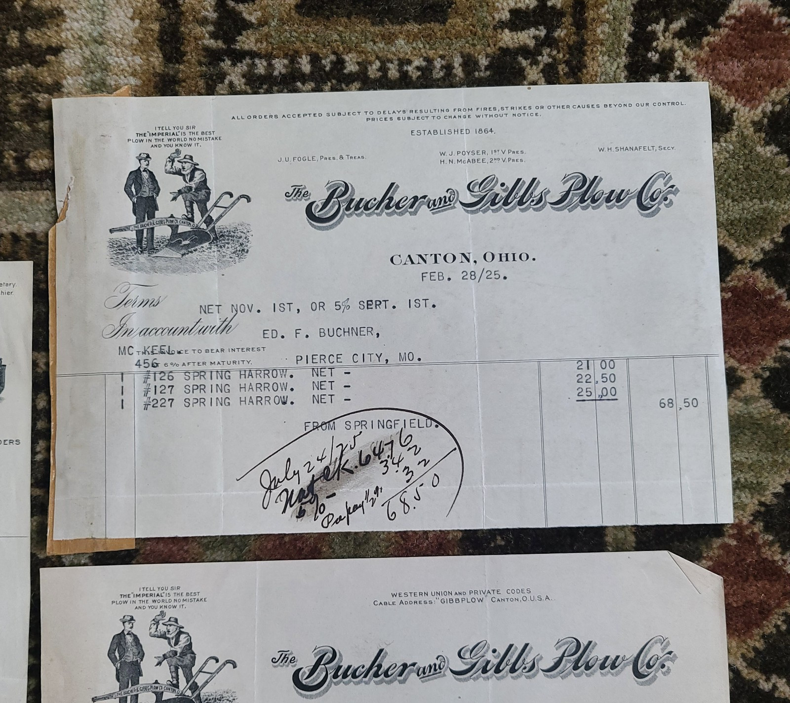 Lot Antique Ephemera Farm Equipment Birdsell IN Bucher Gibbs Plow OH F.E. Myers