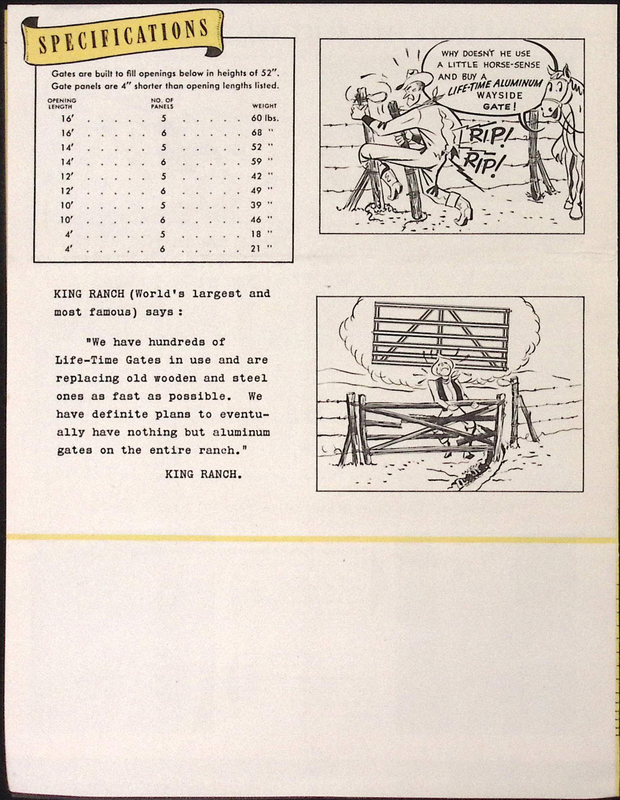 1952 Wayside Air-Craft Aluminum Life-Time Gates Illustrated Brochure