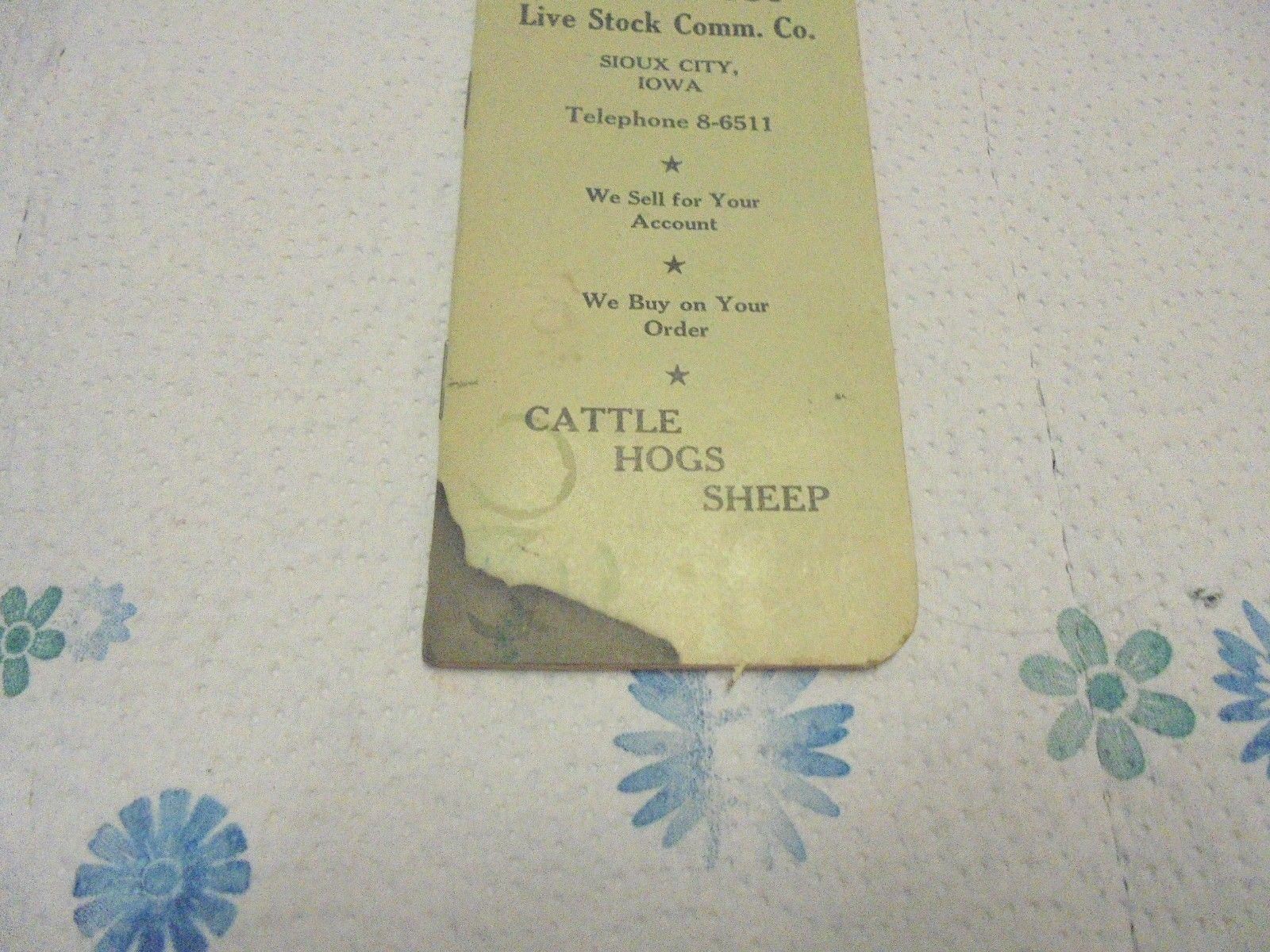 note book memo pad mid-west livestock commission sioux city iowa 1959 bergeson