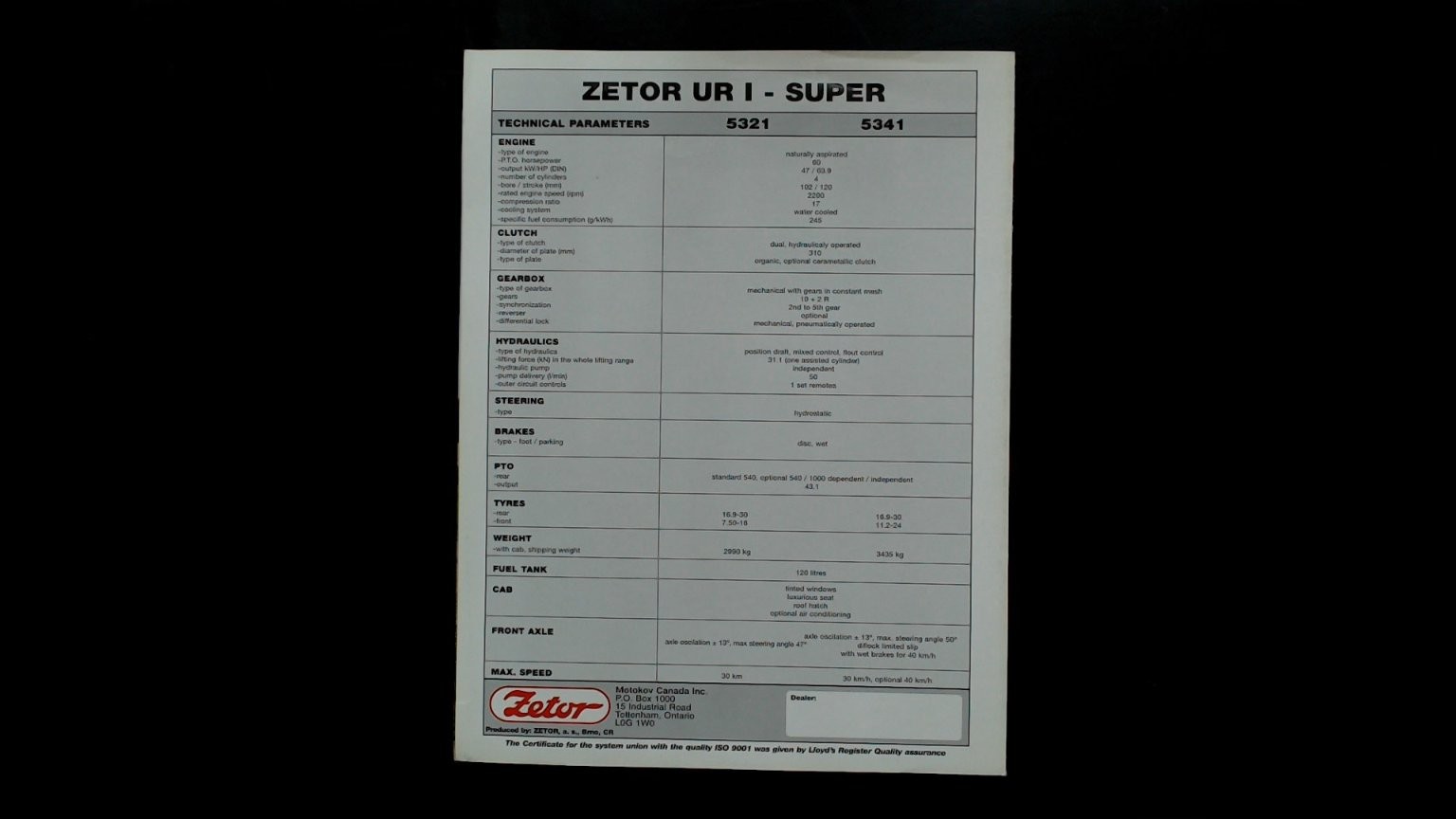 Zetor 5341 5321 Tractor Brochure Vintage Agriculture Farming 1990s