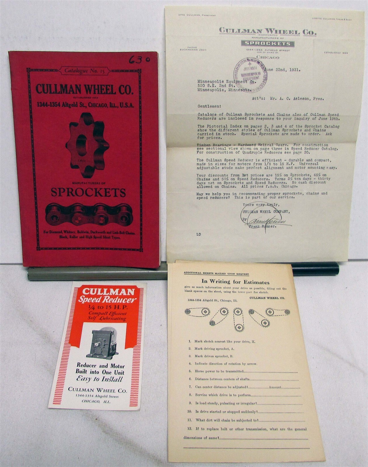 1931 Cullman Wheel Company Sprockets Pictorial Index Pricing Codes Catalogue