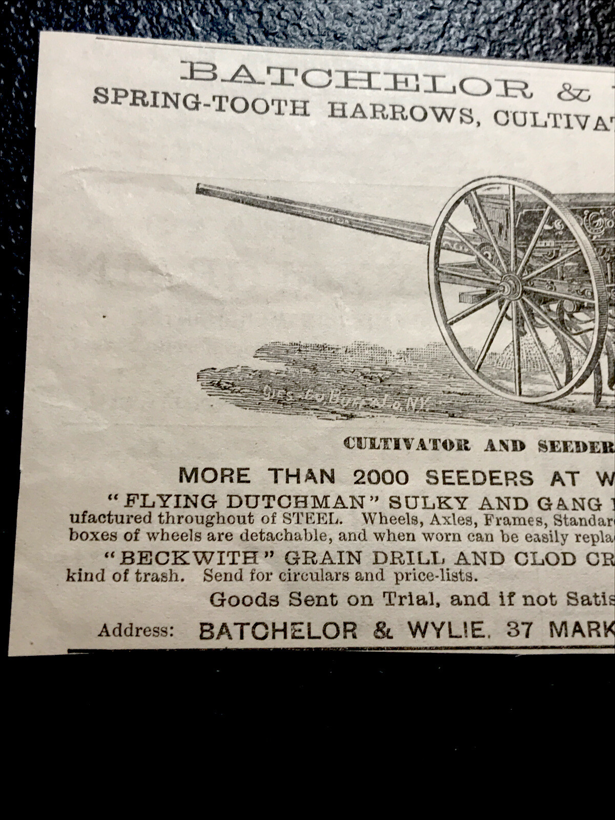 1886 Batchelor & Wylie Farm Implement Advertising – San Francisco – California