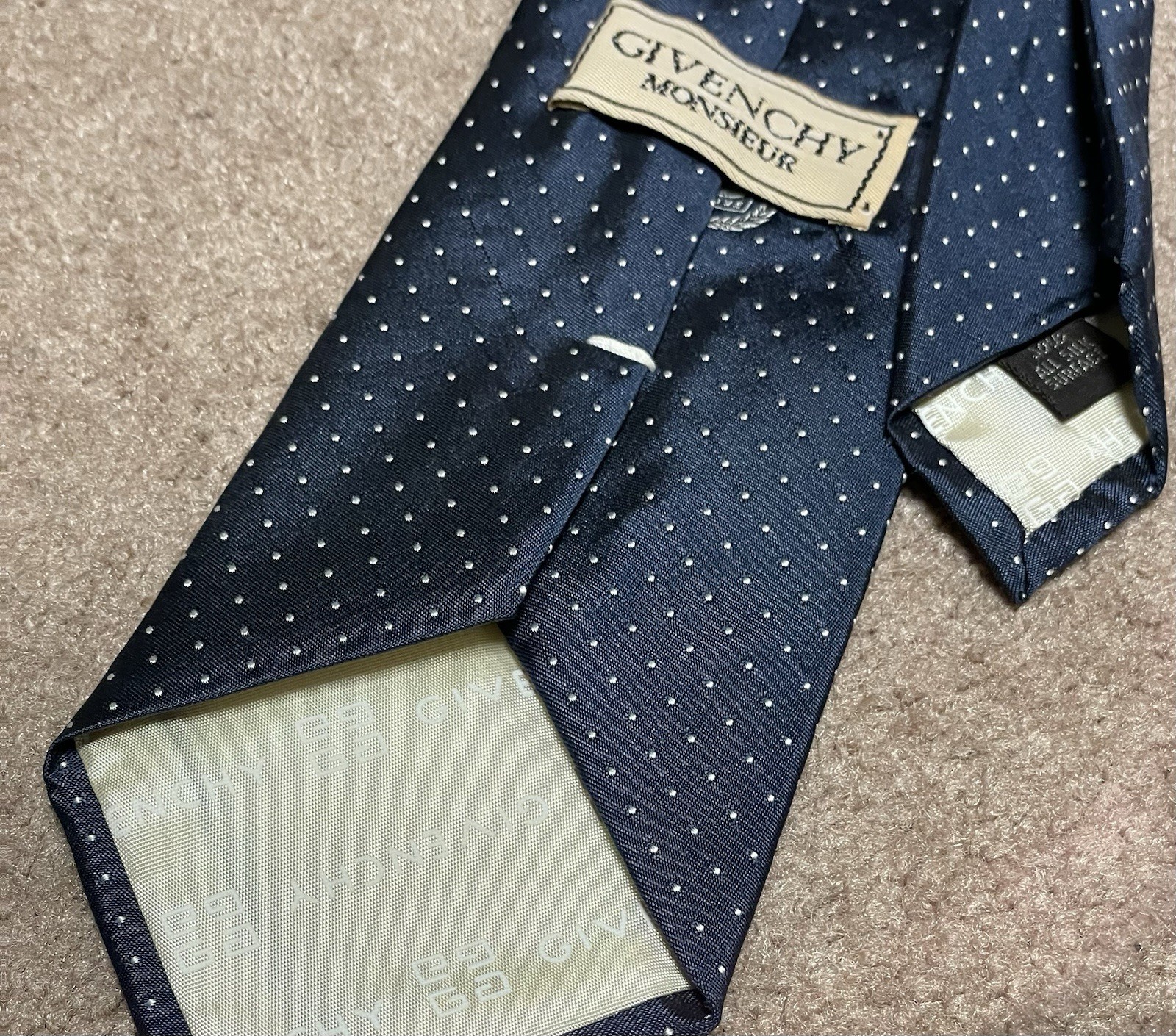 Mens Tie Grove Worldwide Manufacturing Cranes Givenchy Monsieur Blue Silk Rare