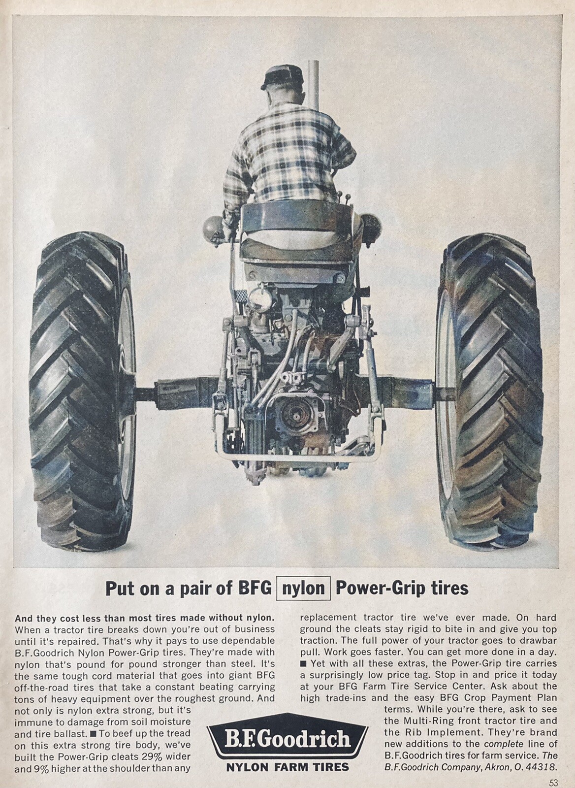 1964 AD(XH5)~B.F. GOODRICH CO. AKRON, OHIO. NYLON POWER-GRIP TRACTOR TIRES