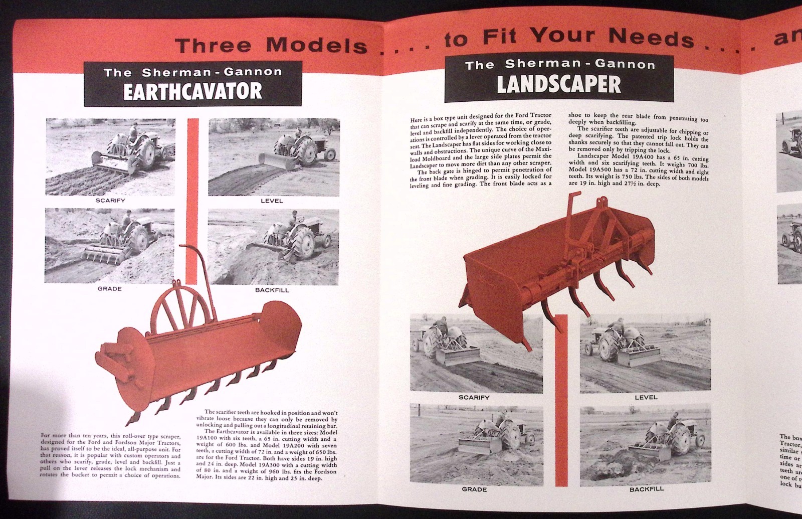 1957 Sherman Gannon Earthcavator Landscaper Scraper Brochure Sherman Products