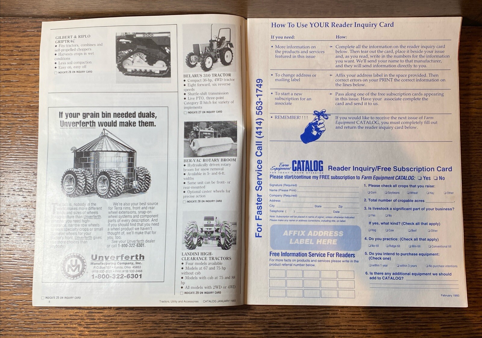 Vintage Farm Equipment Catalog January 1993 Livestock Crops Grain Buyer&rsquo;s Guide