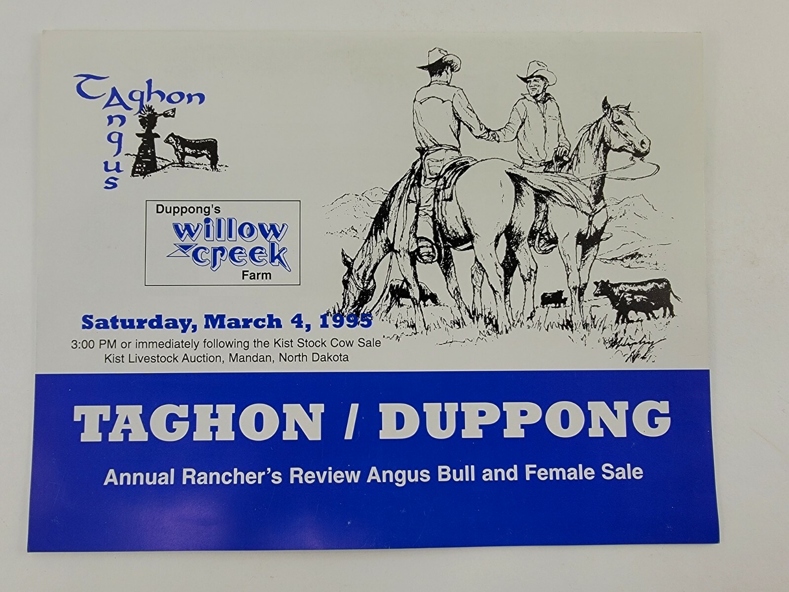 Taghon Angus / Duppong Bull Sale Ranchers Review Livestock Auction – Mandan 1995