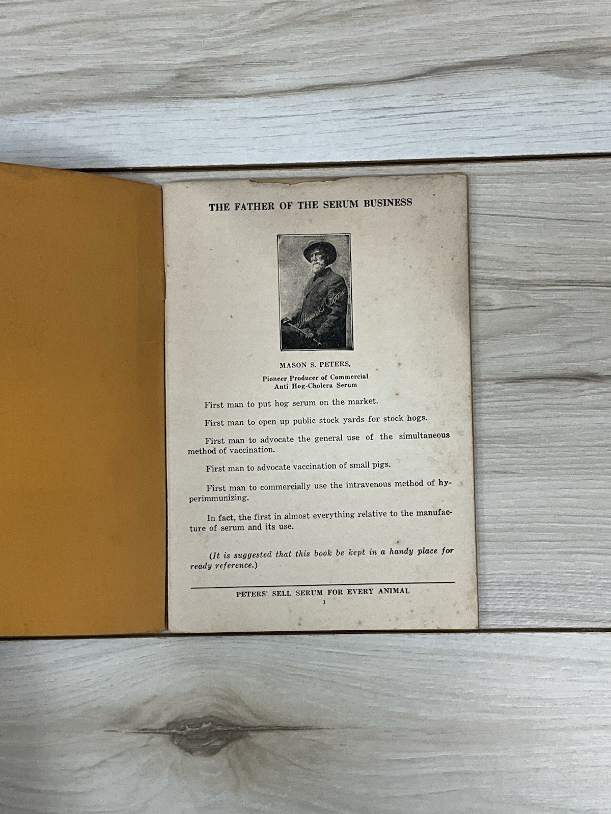 Vintage Peters Serum Co Hog Cattle Sheep Poultry Vaccination Guide Booklet