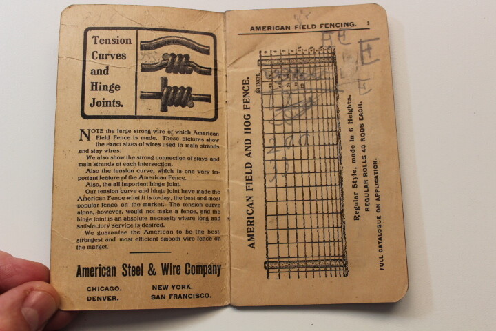 Vintage American Field & Hog Fence advertising notebook pad 1904-05