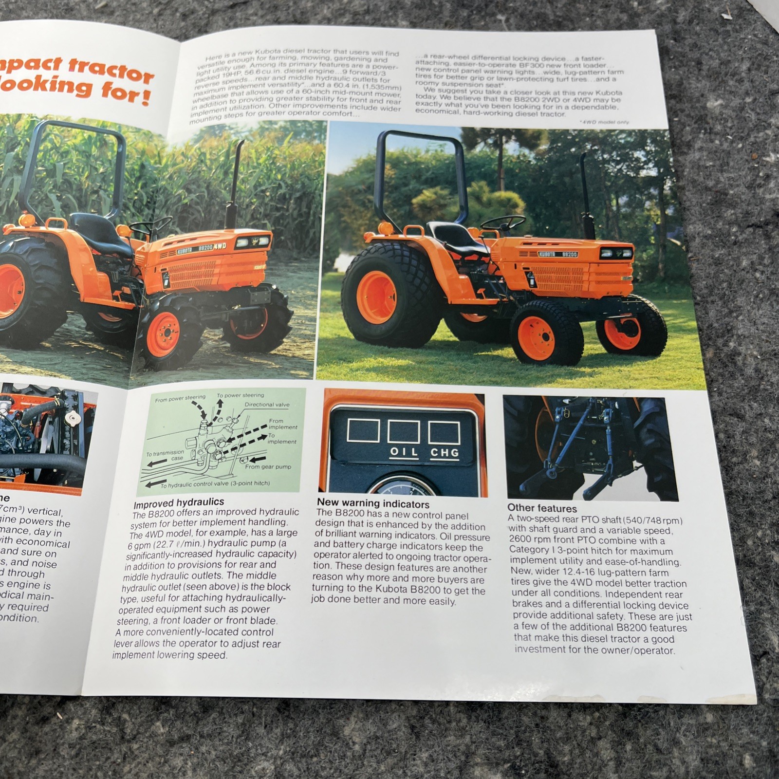 Original Kubota Diesel Tractor B8200 2WD/4WD Brochure – Sticker Damage Read