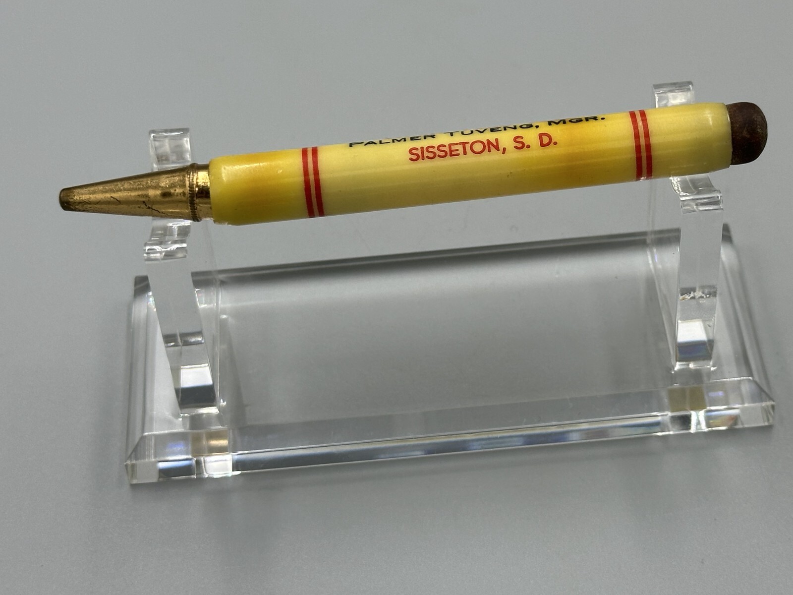 Vintage FARMERS CO-OP ELEVATOR Advertising BULLET PENCIL Clinton MN Sisseton SD