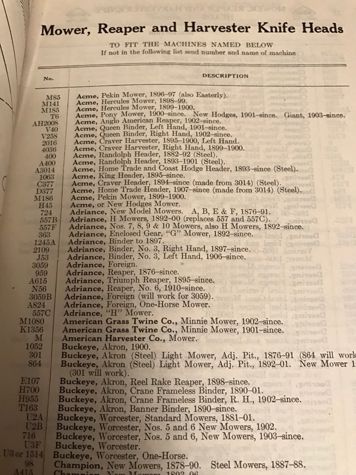 1917 WALTER A WOOD HARVESTER CO Sales Catalog Reaping Rakes Price List Lot of 2