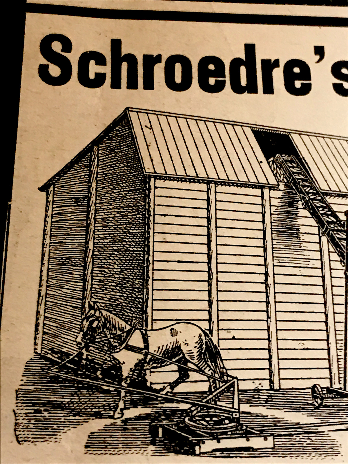 1907 Schroedre’s Grain Dump Farm Engraving Advertising – Minier – Illinois