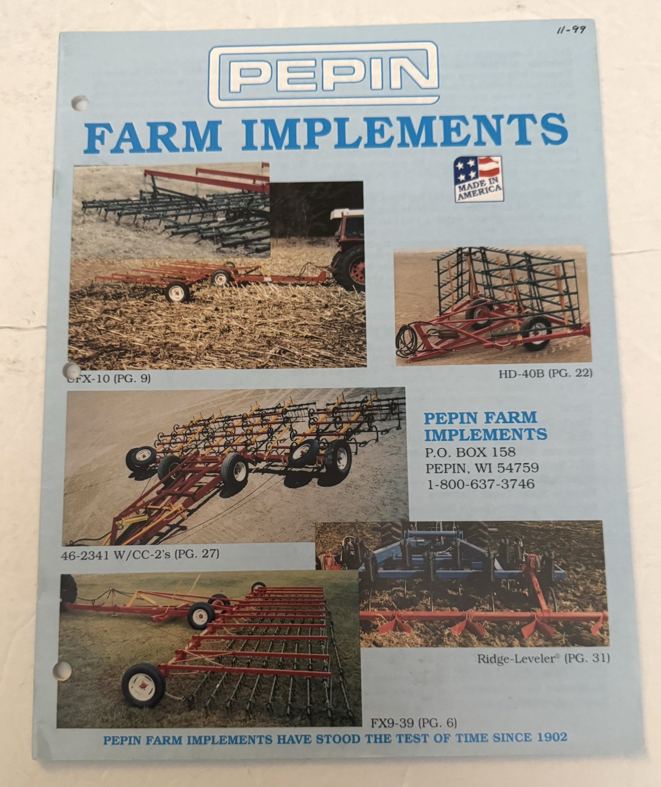 Vintage 1999 Pepin Farm Implements Catalog Farming Agriculture Hydraulic Carts