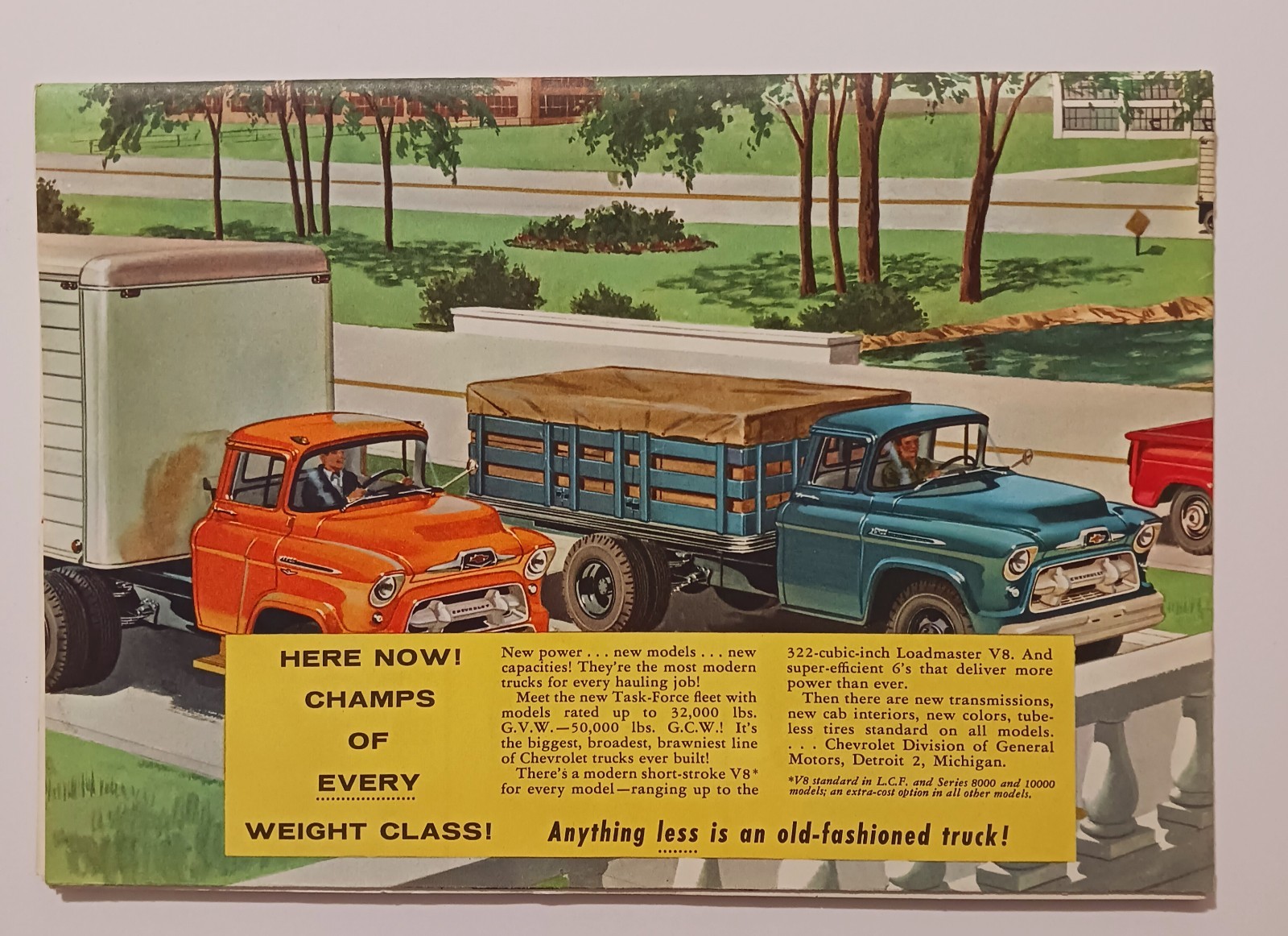 Vintage 1956 Chevrolet Task Force Truck Line Brochure Fold Out Work Farm