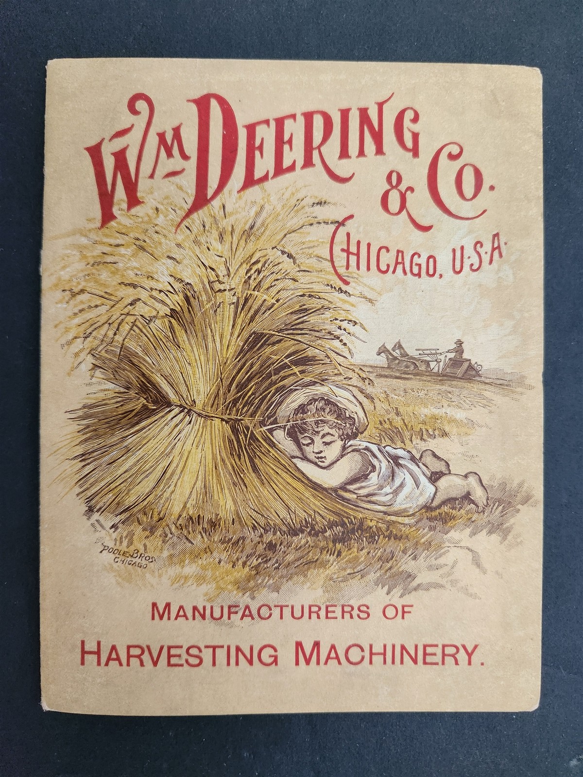 1888 antique Wm DEERING & Co chicago il AD SOUVENIR Brochure Harvest Machinery