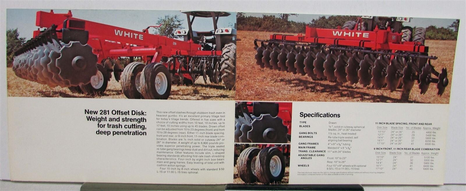 1975 White 281 Offset Disk Harrow Specs Agricultural Sales Folder