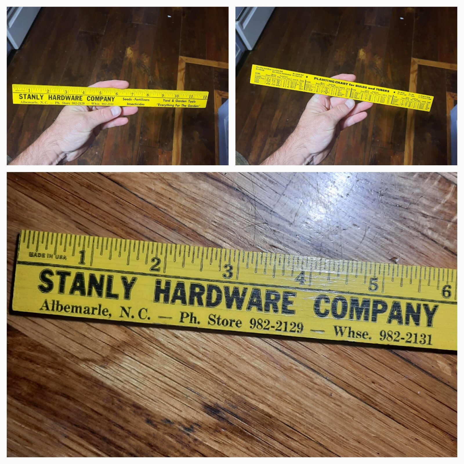 VINTAGE Rare Albemarle NC Stanley Hardware company ADVERTISING RULER Plant