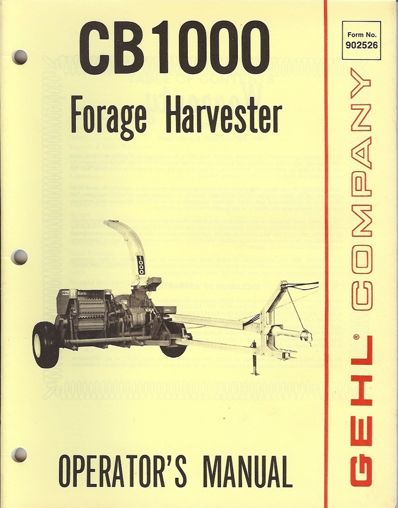 Farm Manual – Gehl – CB 1000 – Forage Harvester – Operator&rsquo;s – 1980 (FM122)