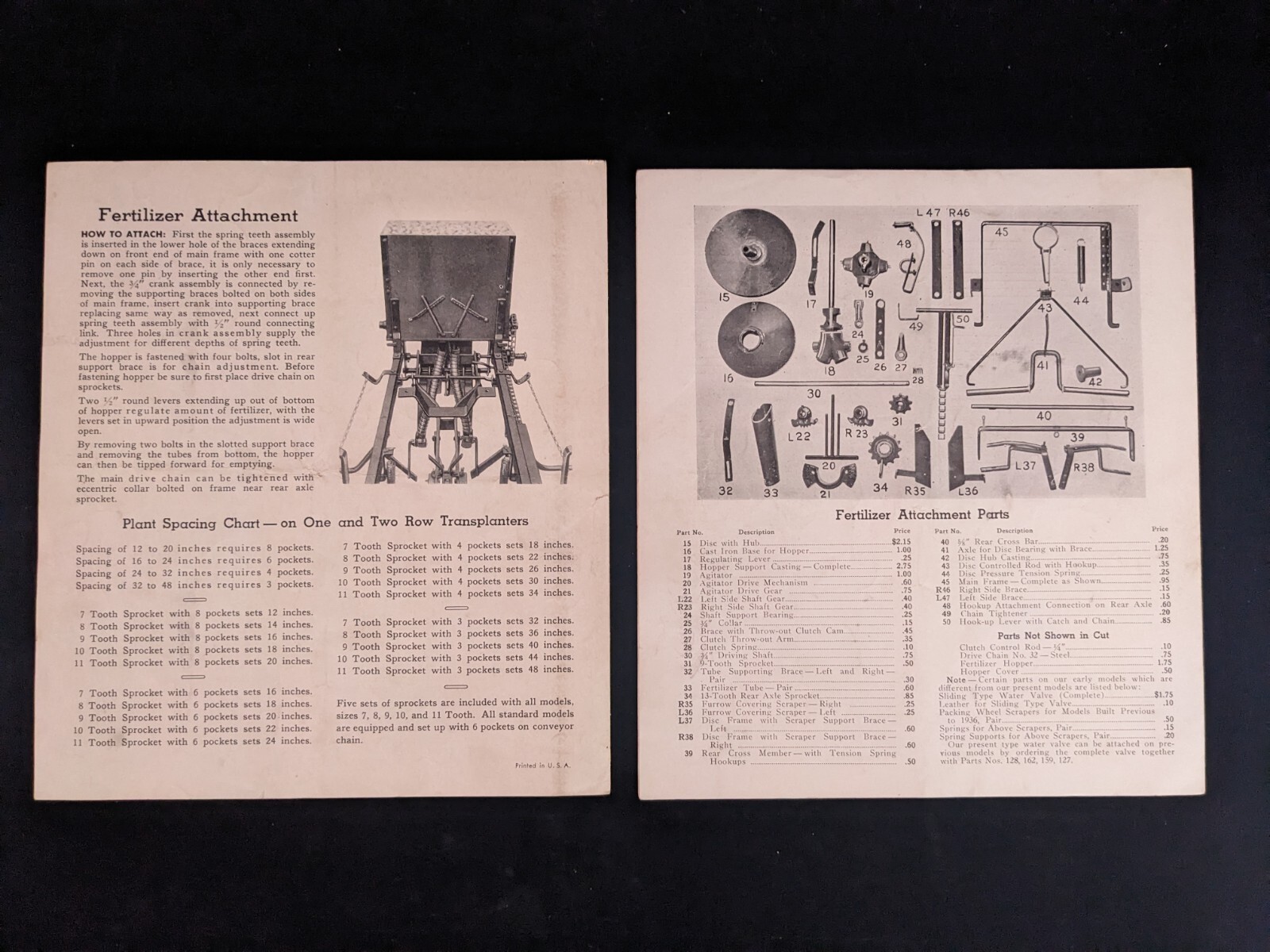 Original 1938 HOLLAND Mechanical Transplanter Operating Instructions Michigan