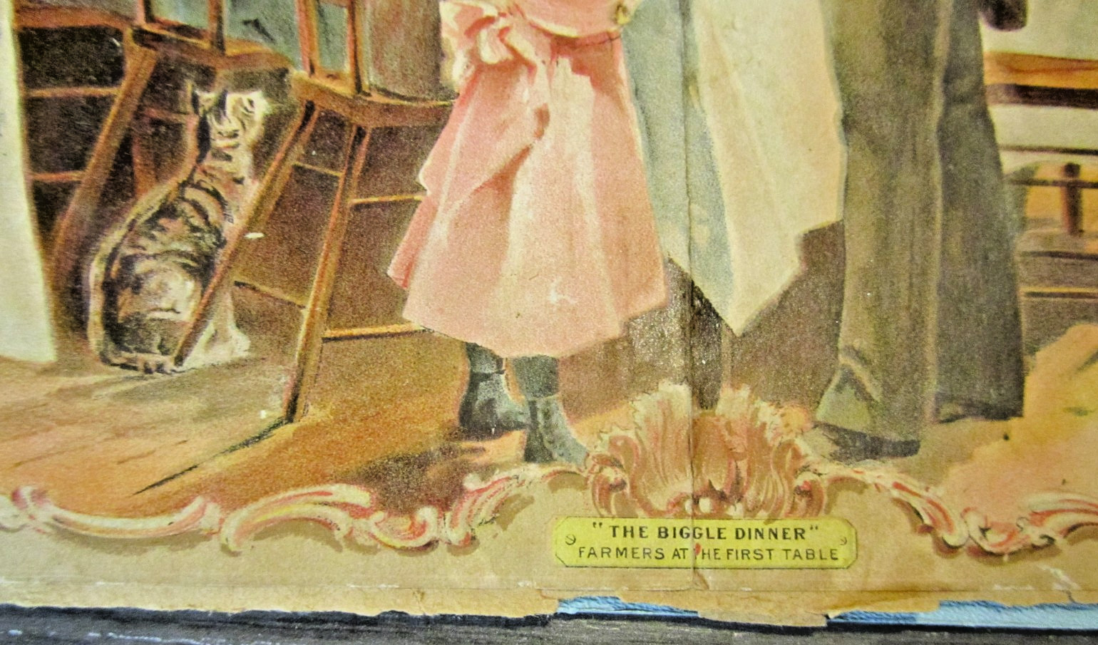1890&rsquo;s The Biggle Dinner Farmers at the First Table Victorian Color Litho + Card