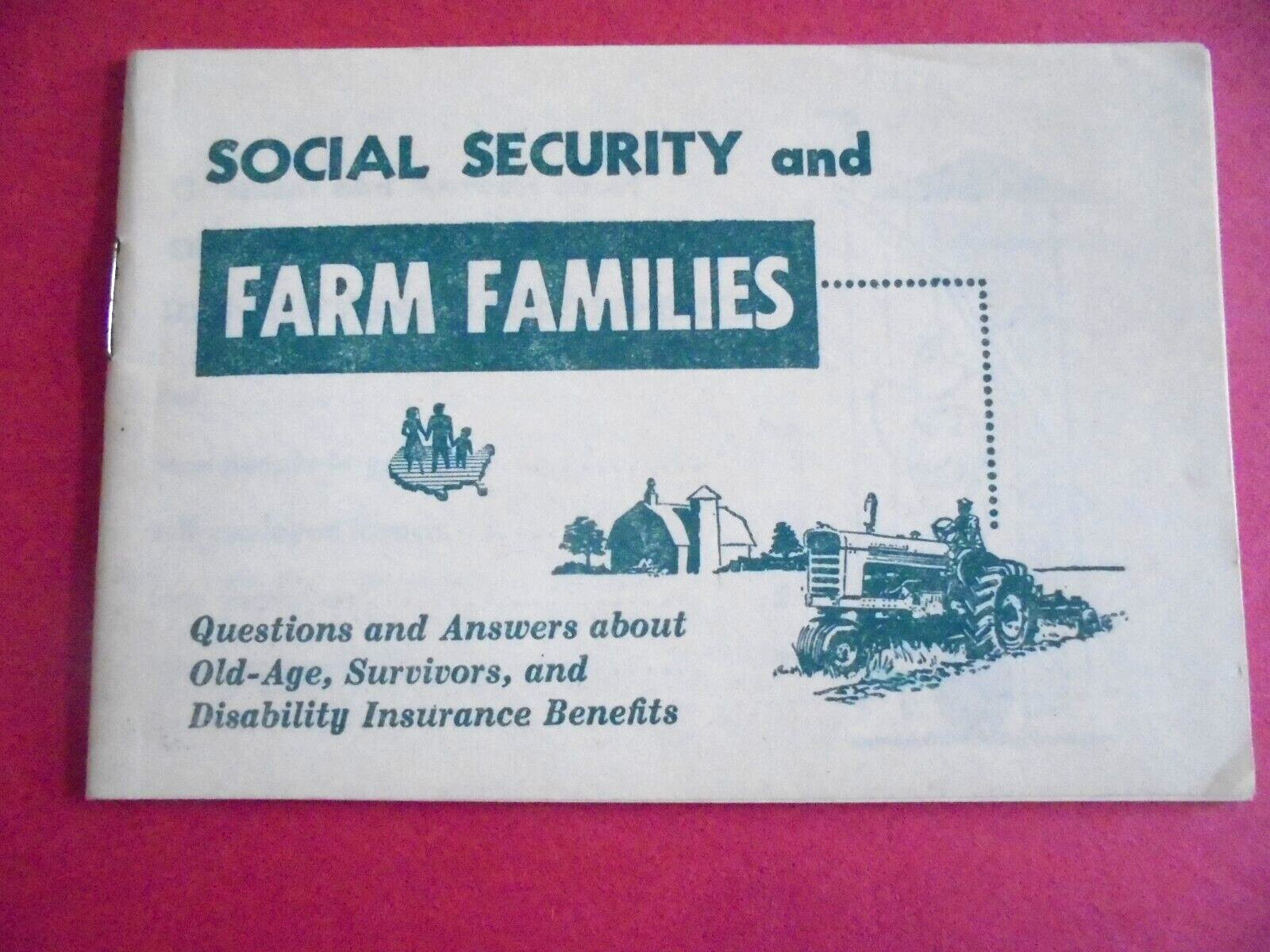 Vintage 1961 Social Security & Farm Families 31 Page Farming Ag Question Booklet