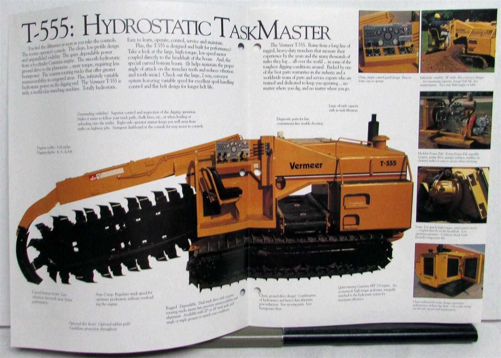 1992 Vermeer T-555 Hydrostatic TaskMaster Construction Specs Sales Folder