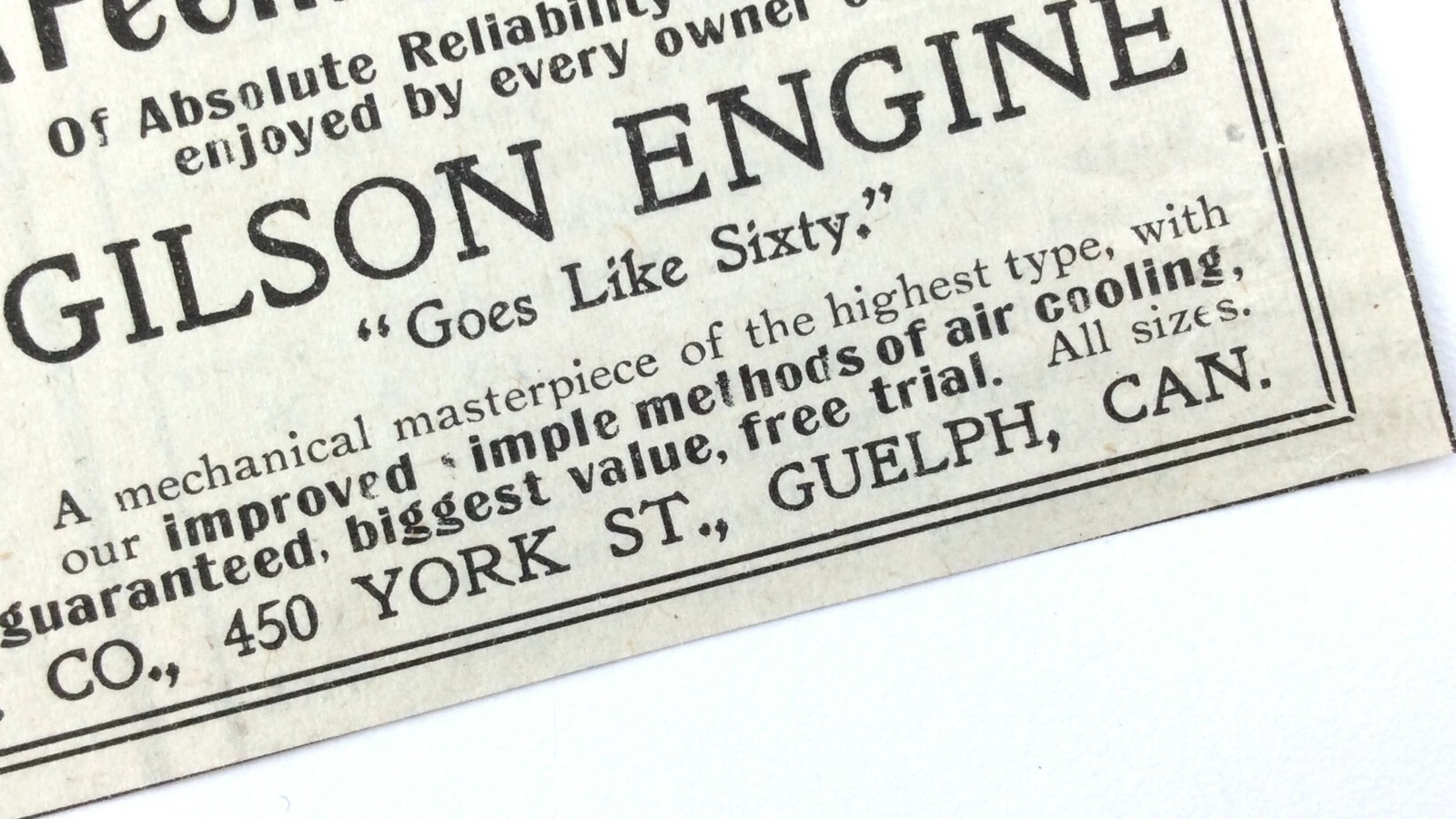 1909 Gilson Engine Agriculture Gilson Mfg Co Guelph Ontario Canada Print Ad 133A