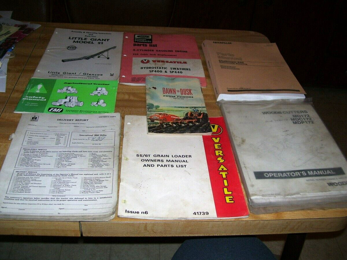 Lot #16G Farm Equipment Manuals IHC 300 Tractor Caterpillar Woods Versatile