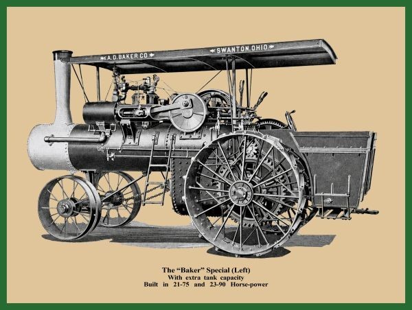 A.D. Baker Special Steam Engine, Left View NEW Sign 24×30&Prime; USA STEEL