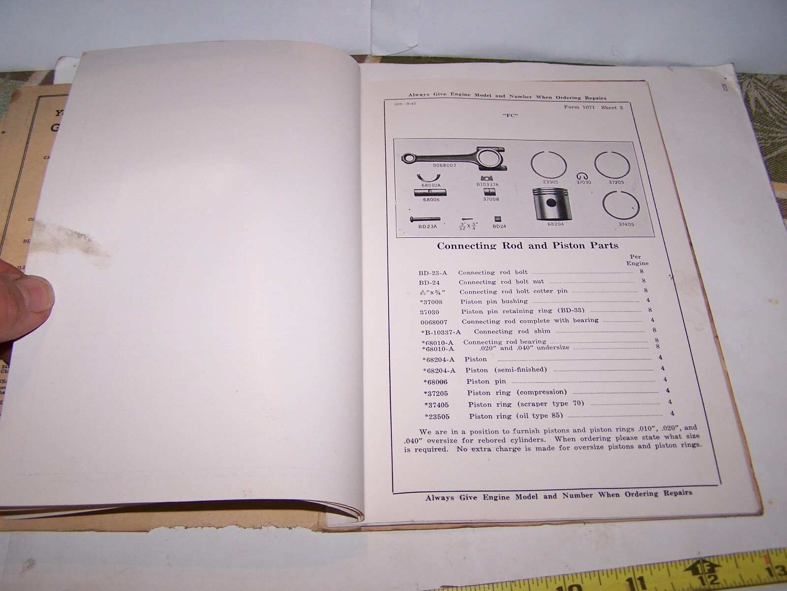 WAUKESHA FC Tractor Engine Power Unit Parts Book List Hit Miss Gas Engine Steam